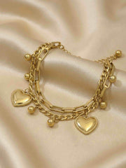 Golden Heart Layered Bracelet